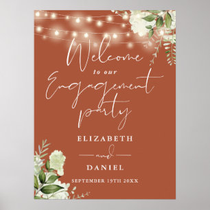 Terrakotta-Blumen-Hochzeits-Willkommensschild mit  Poster