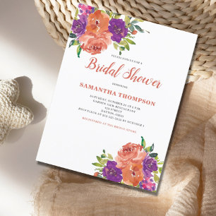 Terrakotta-Blumen-Hochzeitsduscheinladung Postkarte