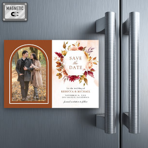 Terrakotta-Blumen-Hochzeitsfoto - Save-the-Date-Ka Magneteinladung