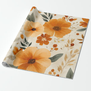 Terrakotta-Blumen im Vintage-Stil in Orange Geschenkpapier
