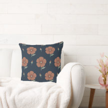 Terrakotta-Blumen-Minimalist-Wurfkissen in Moody B