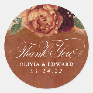 Terrakotta-Blumen Pampasgras Danke Runder Aufkleber