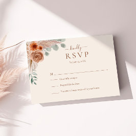 Terrakotta Blumen- Pampasgras Hochzeit-RSVP-Karte RSVP Karte