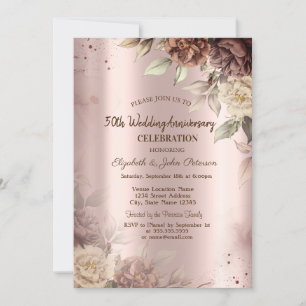 Terrakotta-Blumen Rose Gold Hochzeit Jubiläum Einladung