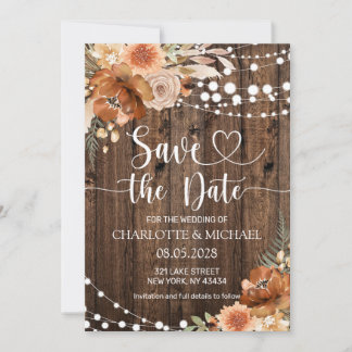Terrakotta Blumen Save the Date Hochzeit Einladung