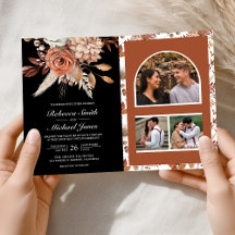 Terrakotta Blumen Schwarz QR Code Hochzeit
