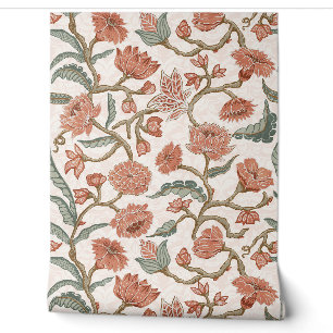 Terrakotta-Blush-Blumen-Chinoiserie-Chintz (L) Tapete