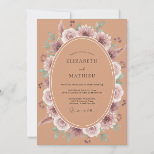 Terrakotta-Blush-Blumen-Whimsy-Hochzeit Einladung