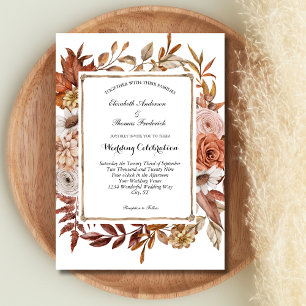 Terrakotta-Blush-Boho-Blumen-Hochzeit Einladung