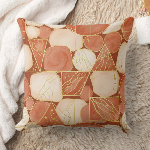 Terrakotta-Blush-Creme-Geometrisches Goldmosaik Kissen