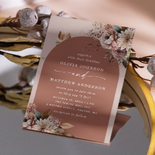 Terrakotta-Bogen-Hochzeit im Herbst Boho-Blumen Einladung