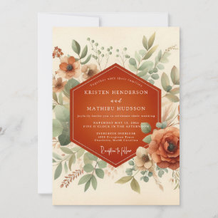 Terrakotta-Bohemian-Bloom-Hochzeit Einladung
