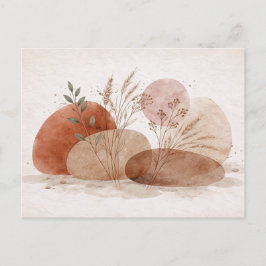 Terrakotta-Boho-Abstrakt Botanische Wasserfarbe  Postkarte