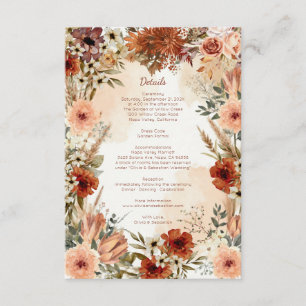 Terrakotta-Boho-Blumen-Herbst-Rustikal-Elegant Begleitkarte