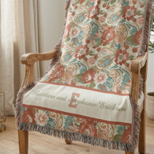 Terrakotta-Boho-Blumen-Monogramm-Paar