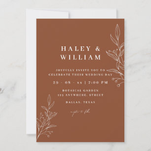 Terrakotta-Boho-Botanik-Monogramm-Foto-Hochzeit Einladung