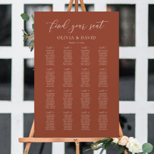 Terrakotta Boho Elegant 16 Personen Sitzplan Tisch Poster