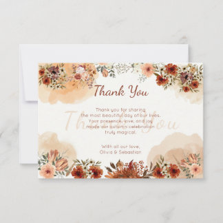 Terrakotta Boho Floral Herbst Rustikal Elegant Dankeskarte