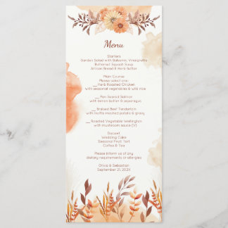 Terrakotta Boho Floral Herbst Rustikal Elegant Menükarte