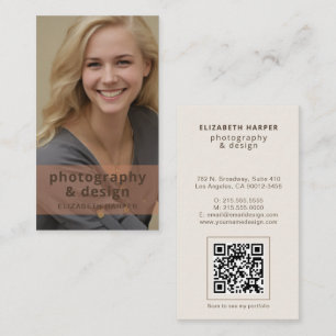 Terrakotta Boho Foto QR Code Modern Minimalistisch Visitenkarte