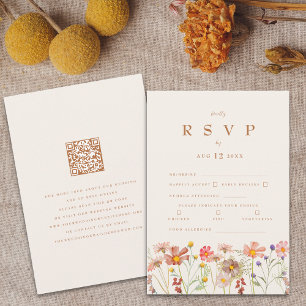 Terrakotta Boho Herbst Blumen Mahlzeiten Optionen RSVP Karte