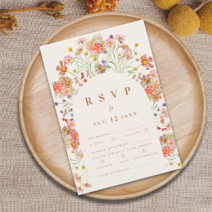 Terrakotta Boho Herbst Blumen Mahlzeiten Optionen RSVP Karte