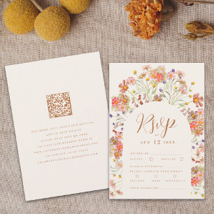 Terrakotta Boho Herbst Blumen Mahlzeiten Optionen RSVP Karte