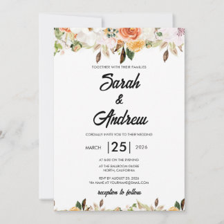 Terrakotta-Boho-Herbst-Blumenhochzeit Einladung