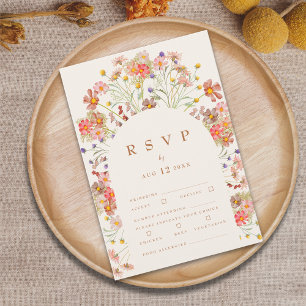 Terrakotta-Boho-Herbstblumen-Menüoptionen RSVP Karte