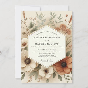 Terrakotta-Boho-Hochzeit Flora Einladung