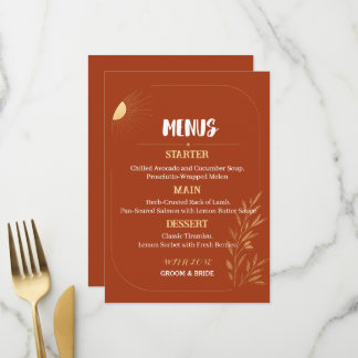 Terrakotta-Boho-Hochzeitsmenüvorlage Menükarte