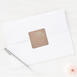 Terrakotta-Boho-Minimalist-Hochzeit Quadratischer Aufkleber