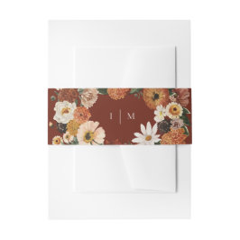 Terrakotta Boho Minimalist Monogramm Hochzeit Einladungsbanderole