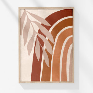 Terrakotta-Boho-Palmwedel-Regenbogen-Wandkunst-Dru Poster