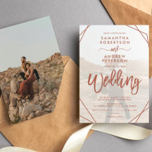 Terrakotta-Boho-Rahmen einfache Foto-Schrift Hochz