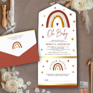 Terrakotta-Boho-Regenbogen-Baby-Party All In One Einladung