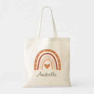 Terrakotta Boho Regenbogen Kinder Name  Tragetasche