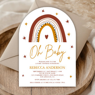 Terrakotta Boho Regenbogen Tor Babyparty Einladung
