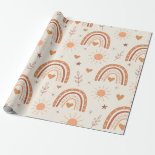 Terrakotta-Boho-Regenbogenmuster  Geschenkpapier