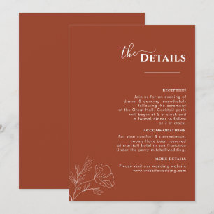 Terrakotta-Boho-Reiseplan, Rust-Hochzeitsprogramm Einladung