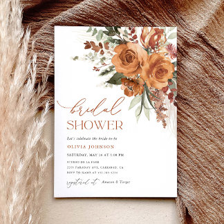Terrakotta-Boho-Rosen-Blumen-Brautjunggesellinnena Einladung