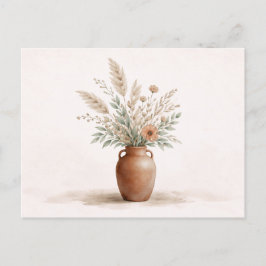 Terrakotta Boho-Vase Pampasgras Botanisch Postkarte