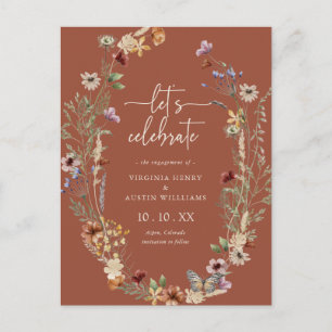 Terrakotta-Boho-Verlobungsparty Postkarte