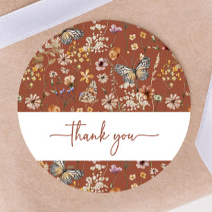 Terrakotta Boho Wildblumen Baby Shower Aufkleber