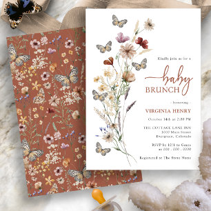 Terrakotta Boho Wildblumen Babys Brunch Einladung