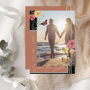 Terrakotta-Boho-Wildblumen-Foto-Save-the-Date Save The Date