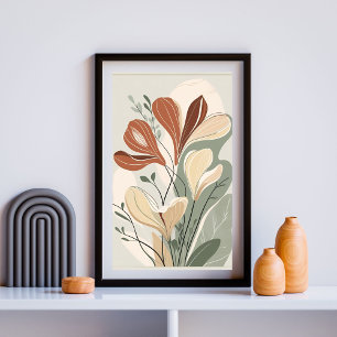 Terrakotta Botanical Flow II – Zeitgenössisches Or Poster