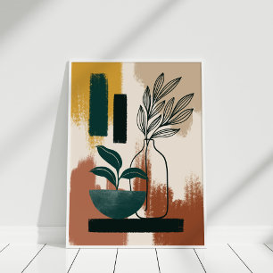 Terrakotta-Botanik-Abstrakt Moderne Wandkunst Poster