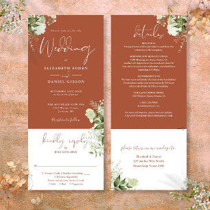 Terrakotta-Botanik-Grün für die gesamte Hochzeit Einladung