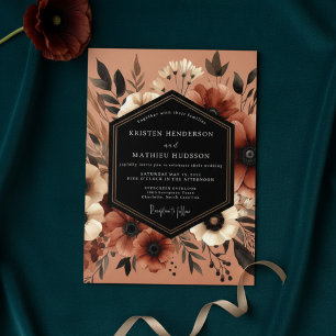 Terrakotta-Botanik Moody-Hochzeit Einladung